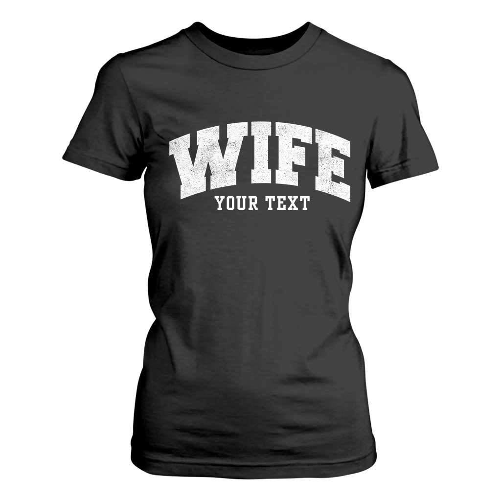 Personalized Wife T Shirt For Women Custom Text Name Wifey Marriage Anniversary Couple Gift