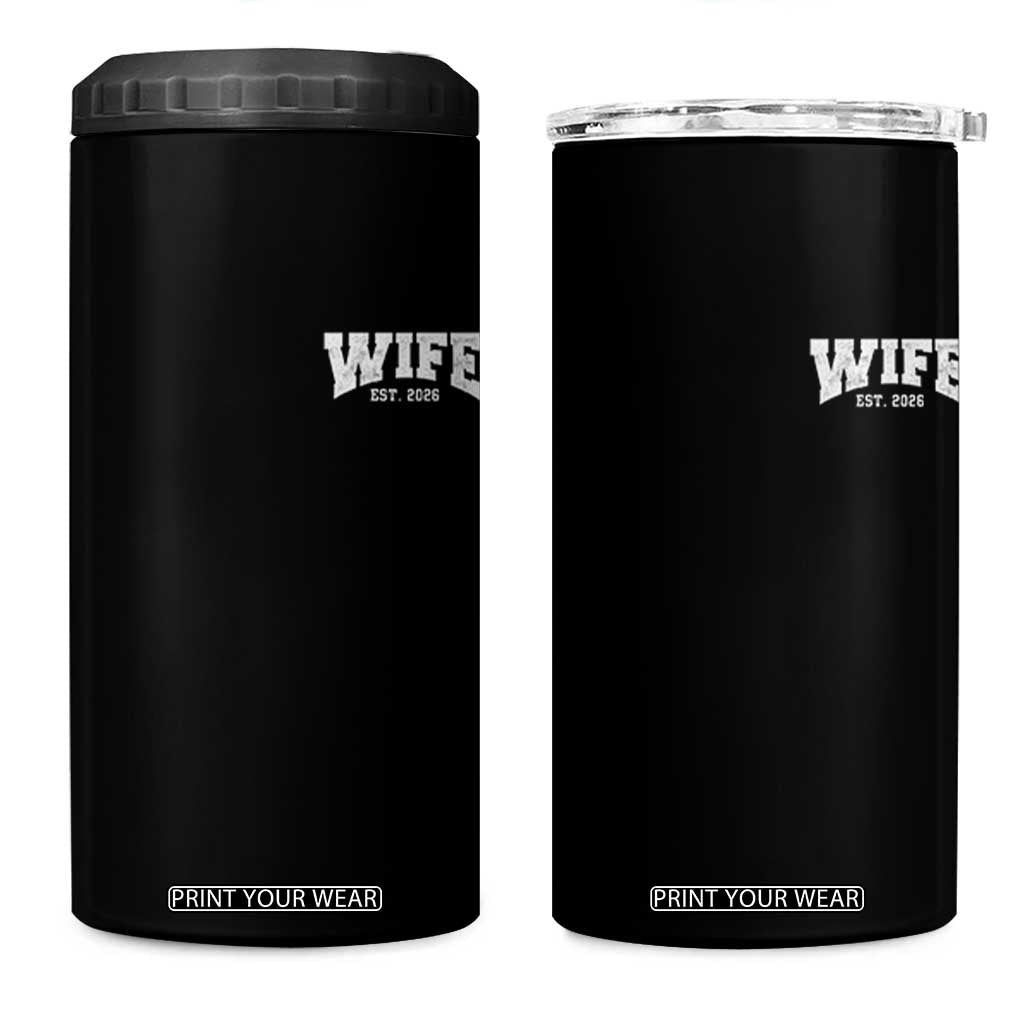 Wife Est 2026 4 in 1 Can Cooler Tumbler Just Married Couple Matching Wedding Honeymoon