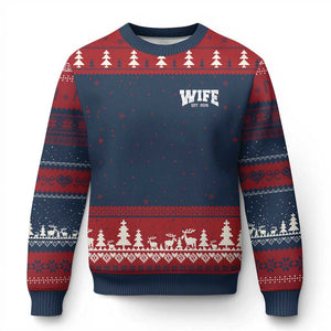 Wife Est 2026 Ugly Christmas Sweater Just Married Couple Matching Wedding Honeymoon