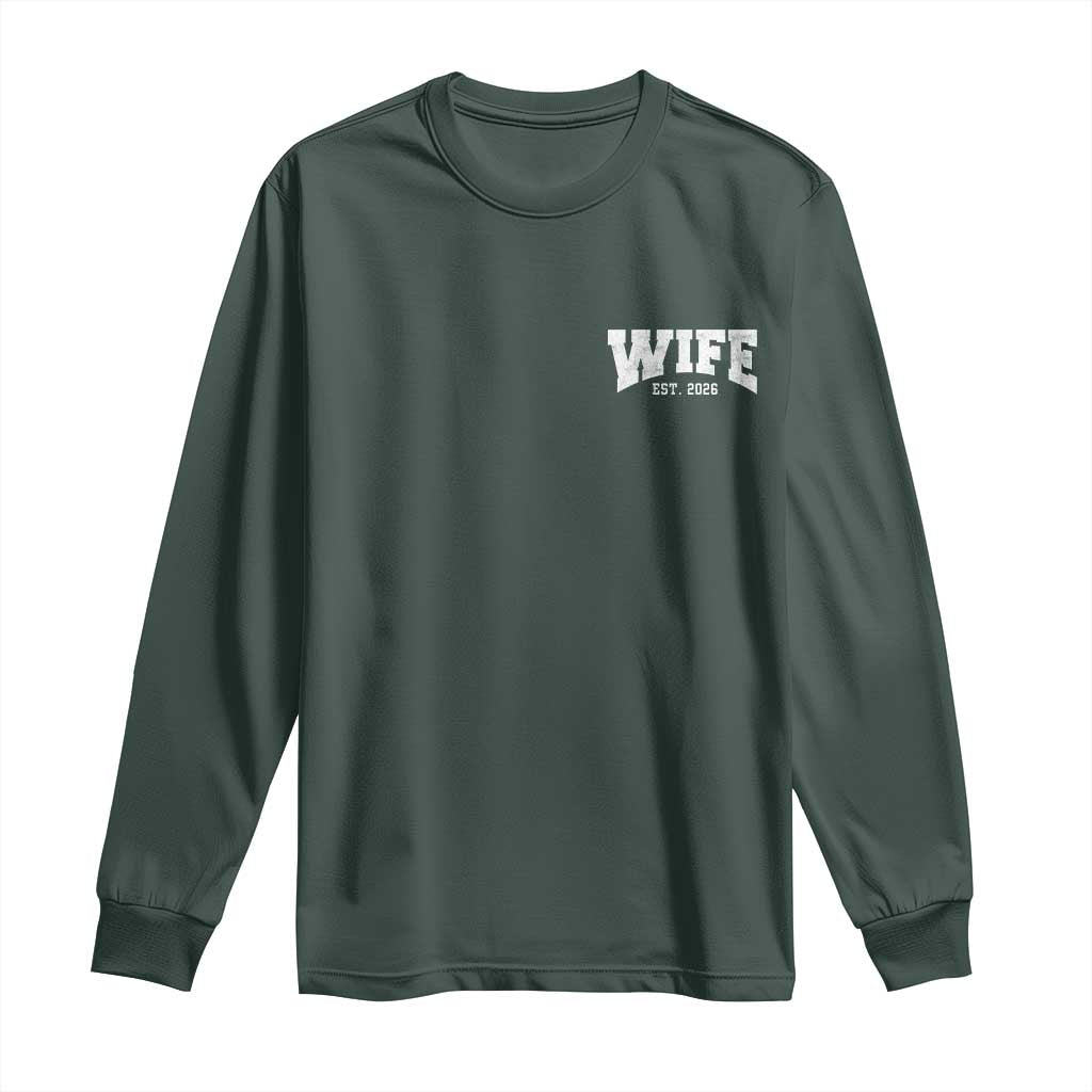 Wife Est 2026 Long Sleeve Shirt Just Married Couple Matching Wedding Honeymoon
