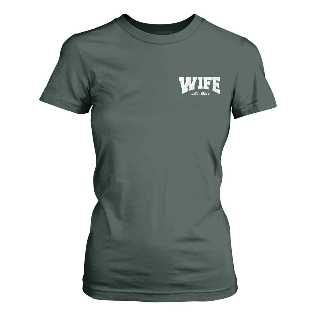 Wife Est 2026 T Shirt For Women Just Married Couple Matching Wedding Honeymoon