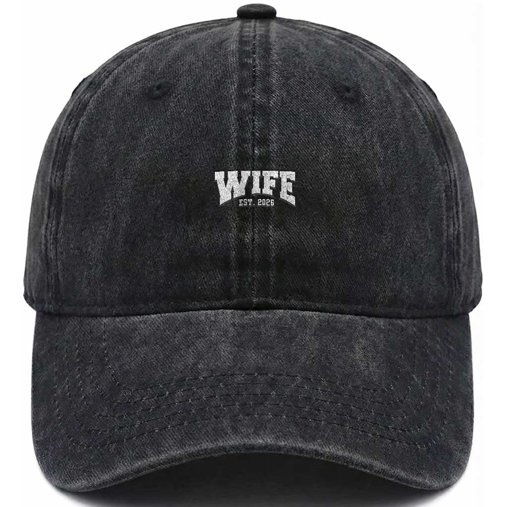 Wife Est 2026 Washed Cotton Baseball Cap Just Married Couple Matching Wedding Honeymoon