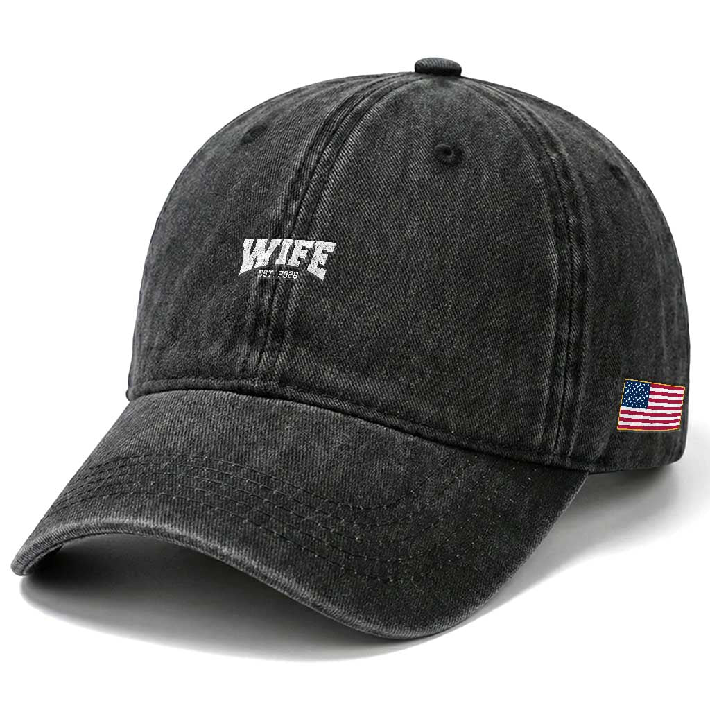 Wife Est 2026 Washed Cotton Baseball Cap Just Married Couple Matching Wedding Honeymoon