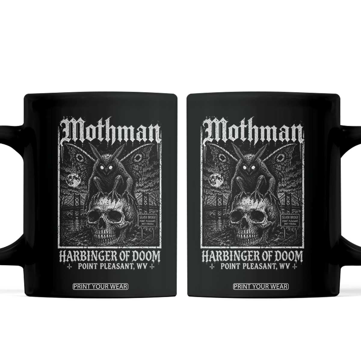 Mothman Harbinger of Doom Point Pleasant WV Coffee Mug Gothic Horror Cryptid Creature TS11 Black Print Your Wear