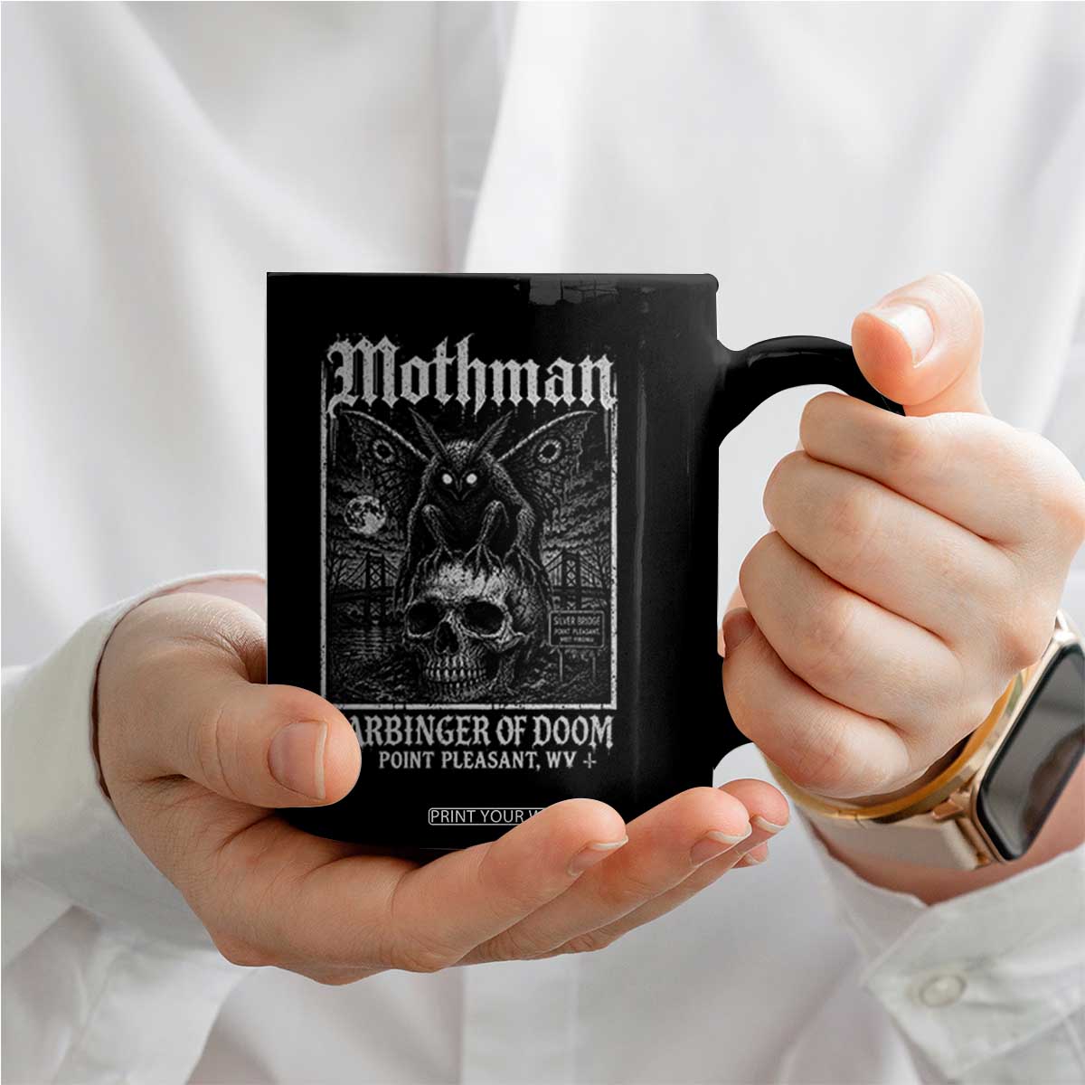Mothman Harbinger of Doom Point Pleasant WV Coffee Mug Gothic Horror Cryptid Creature