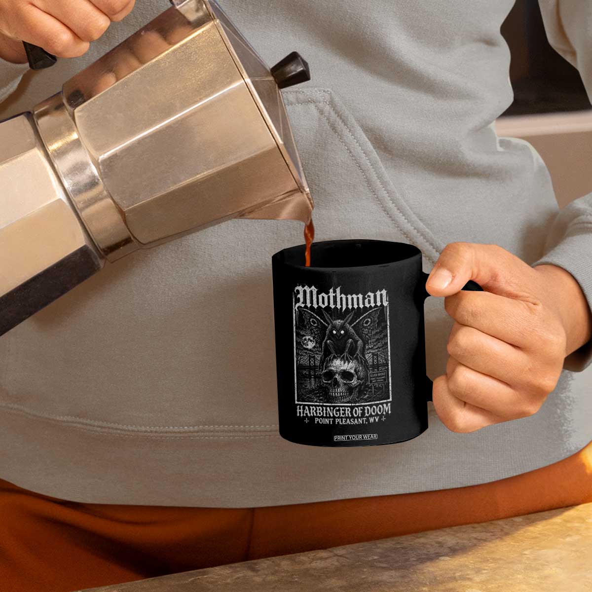 Mothman Harbinger of Doom Point Pleasant WV Coffee Mug Gothic Horror Cryptid Creature