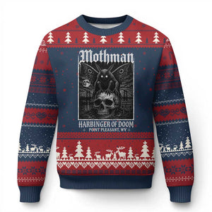 Mothman Harbinger of Doom Point Pleasant WV Ugly Christmas Sweater Gothic Horror Cryptid Creature TS11 Navy Red Print Your Wear
