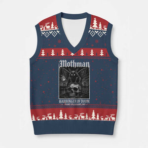Mothman Harbinger of Doom Point Pleasant WV V-Neck Knit Sweater Vest Gothic Horror Cryptid Creature TS11 Navy Red Print Your Wear