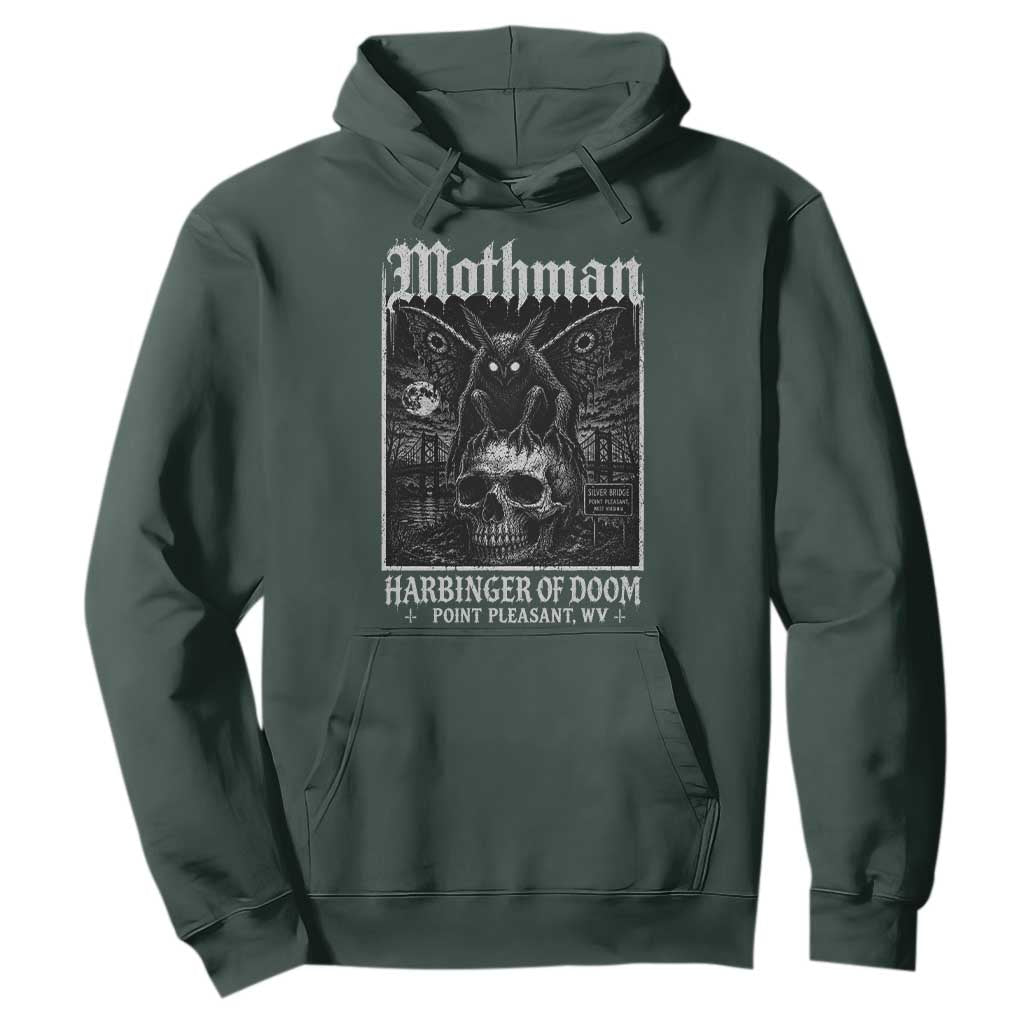 Mothman Harbinger of Doom Point Pleasant WV Hoodie Gothic Horror Cryptid Creature TS11 Dark Forest Green Print Your Wear