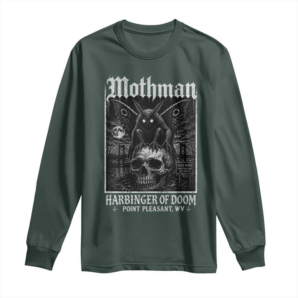 Mothman Harbinger of Doom Point Pleasant WV Long Sleeve Shirt Gothic Horror Cryptid Creature TS11 Dark Forest Green Print Your Wear