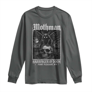 Mothman Harbinger of Doom Point Pleasant WV Long Sleeve Shirt Gothic Horror Cryptid Creature TS11 Dark Heather Print Your Wear