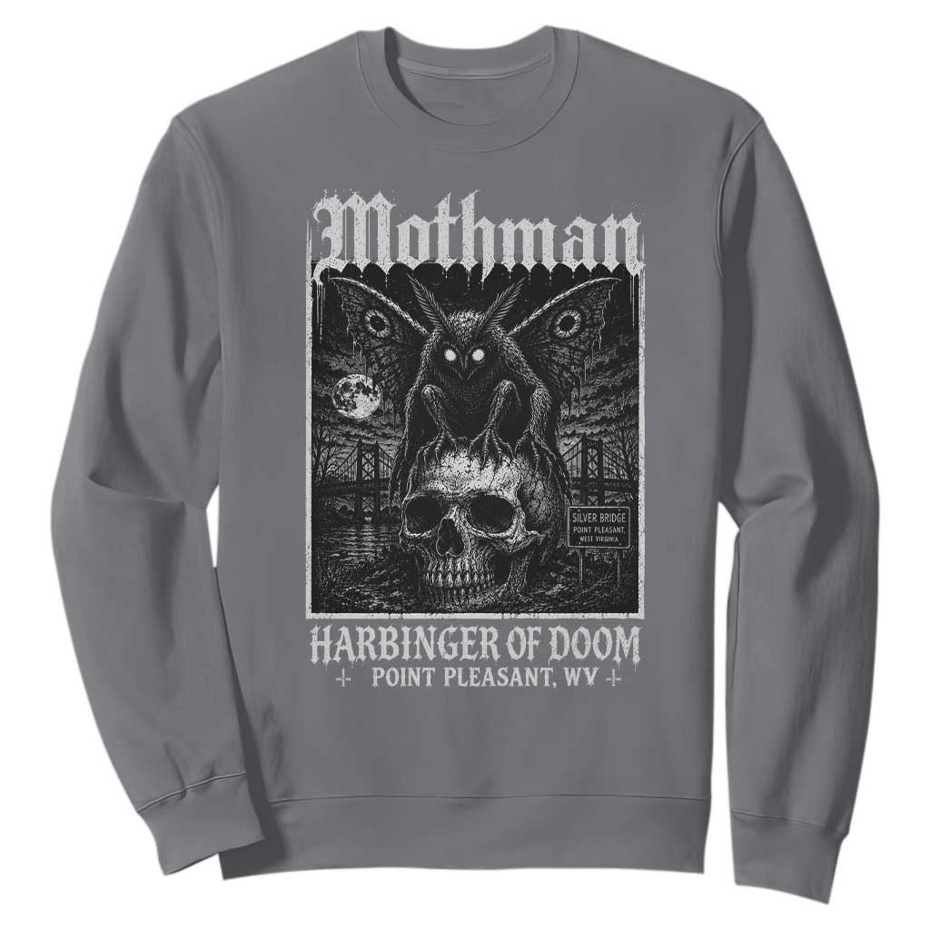 Mothman Harbinger of Doom Point Pleasant WV Sweatshirt Gothic Horror Cryptid Creature TS11 Charcoal Print Your Wear