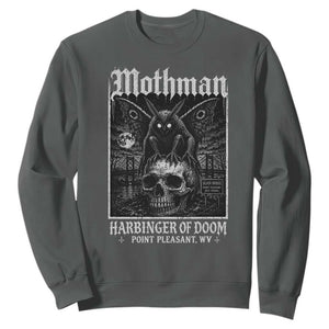Mothman Harbinger of Doom Point Pleasant WV Sweatshirt Gothic Horror Cryptid Creature TS11 Dark Heather Print Your Wear
