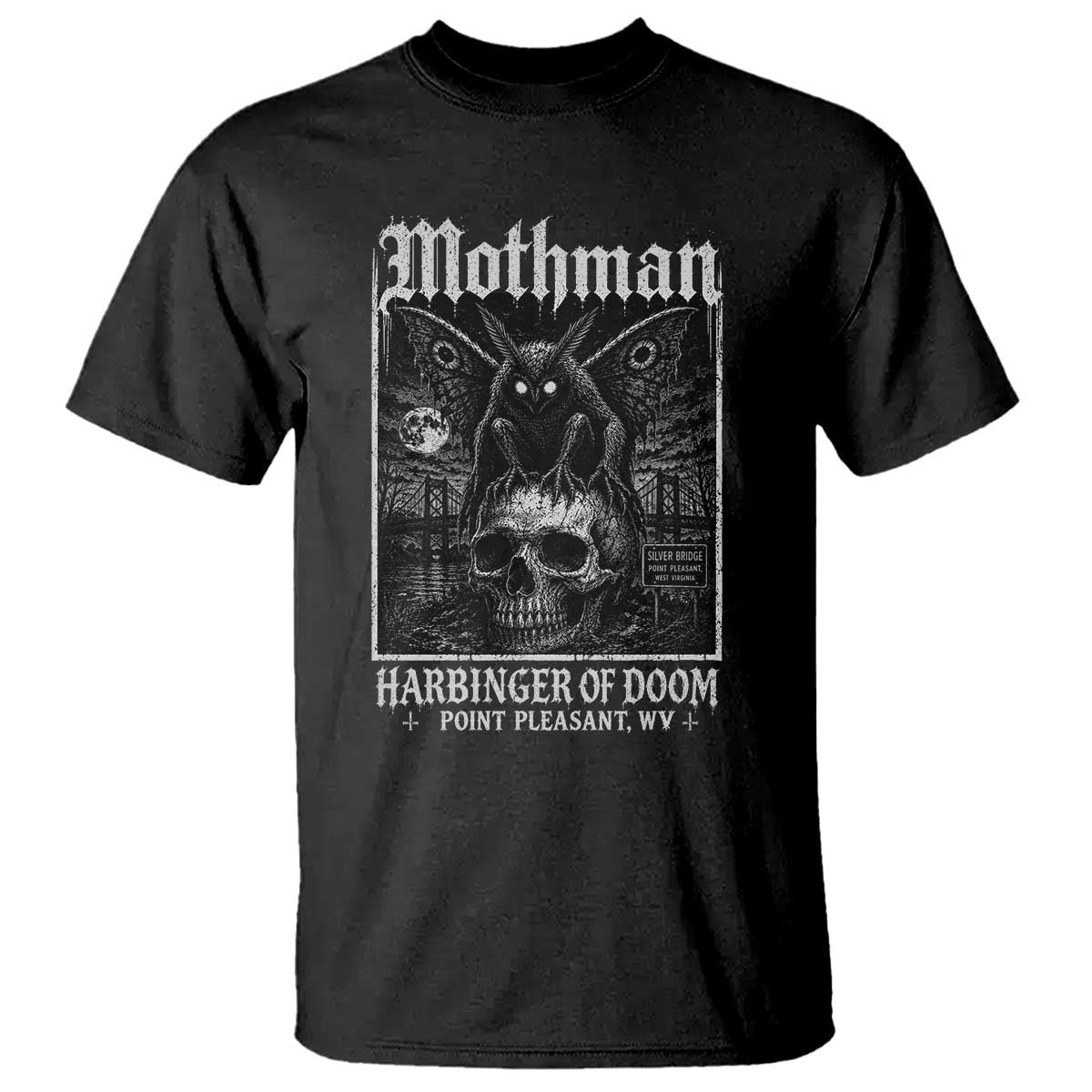 Mothman Harbinger of Doom Point Pleasant WV T Shirt Gothic Horror Cryptid Creature TS11 Black Print Your Wear