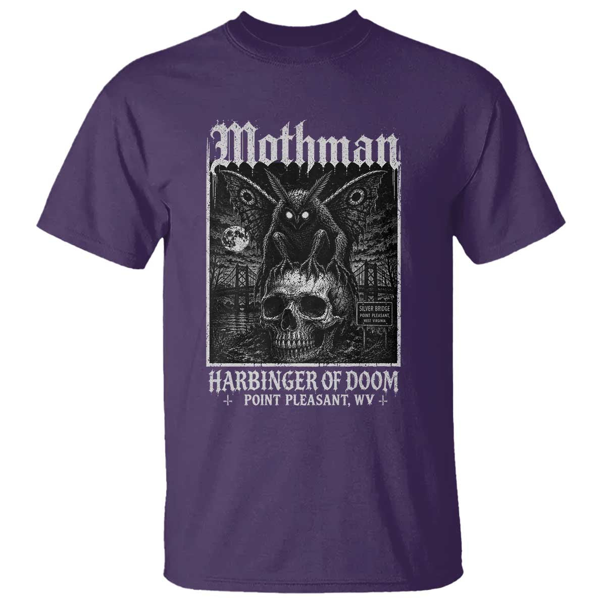 Mothman Harbinger of Doom Point Pleasant WV T Shirt Gothic Horror Cryptid Creature TS11 Purple Print Your Wear