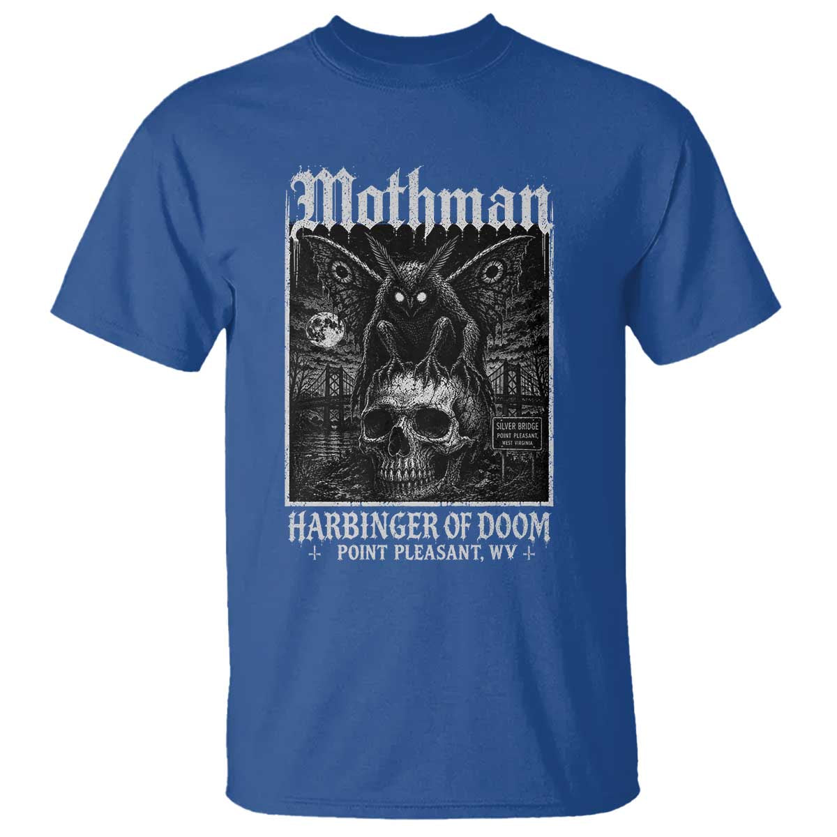 Mothman Harbinger of Doom Point Pleasant WV T Shirt Gothic Horror Cryptid Creature TS11 Royal Blue Print Your Wear