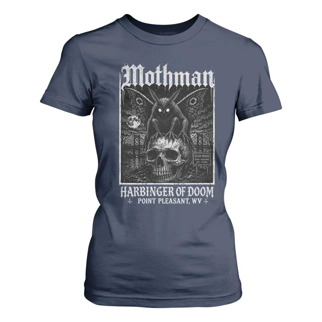 Mothman Harbinger of Doom Point Pleasant WV T Shirt For Women Gothic Horror Cryptid Creature TS11 Navy Print Your Wear