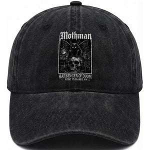 Mothman Harbinger of Doom Point Pleasant WV Washed Cotton Baseball Cap Gothic Horror Cryptid Creature