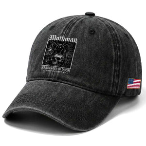 Mothman Harbinger of Doom Point Pleasant WV Washed Cotton Baseball Cap Gothic Horror Cryptid Creature