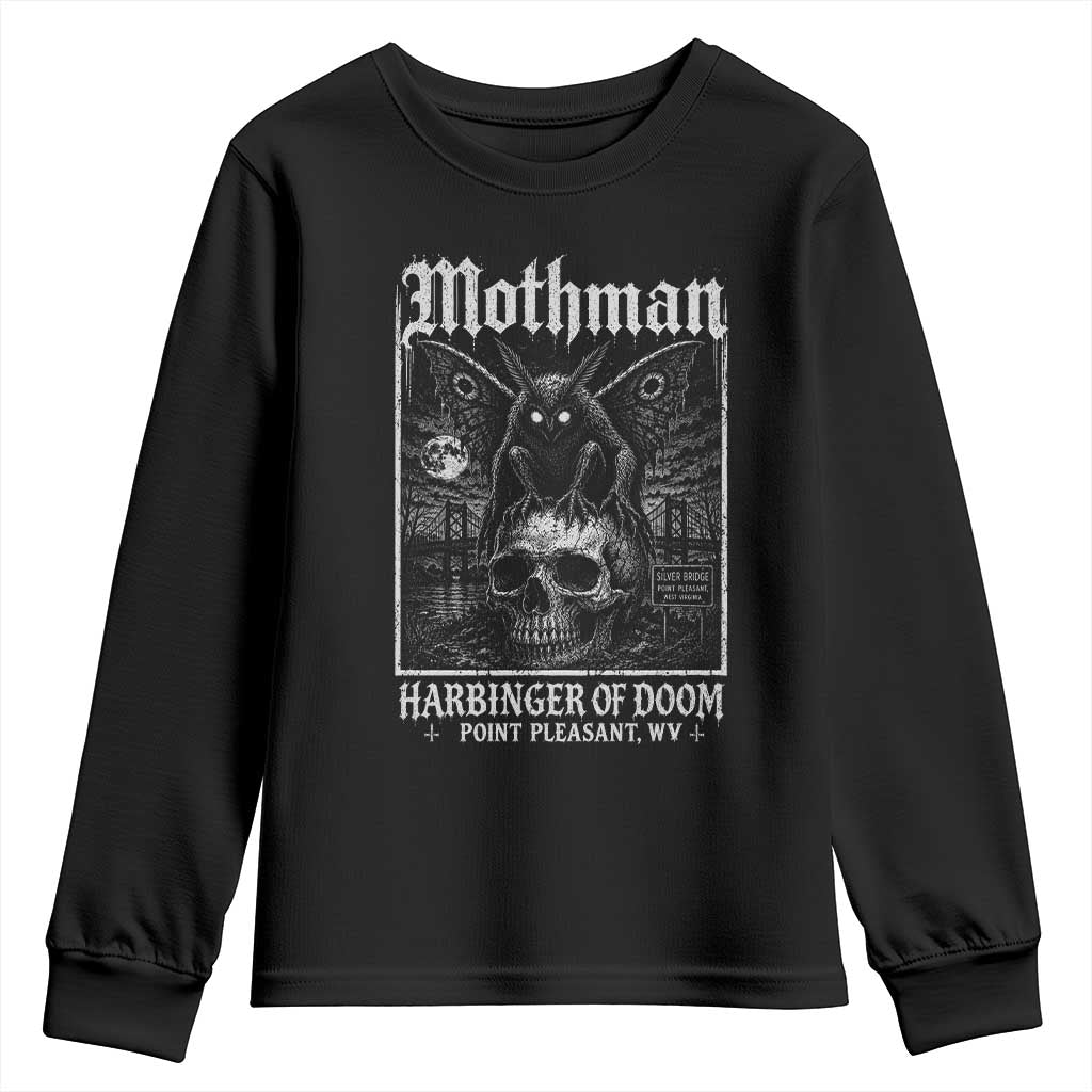 Mothman Harbinger of Doom Point Pleasant WV Youth Sweatshirt Gothic Horror Cryptid Creature TS11 Black Print Your Wear