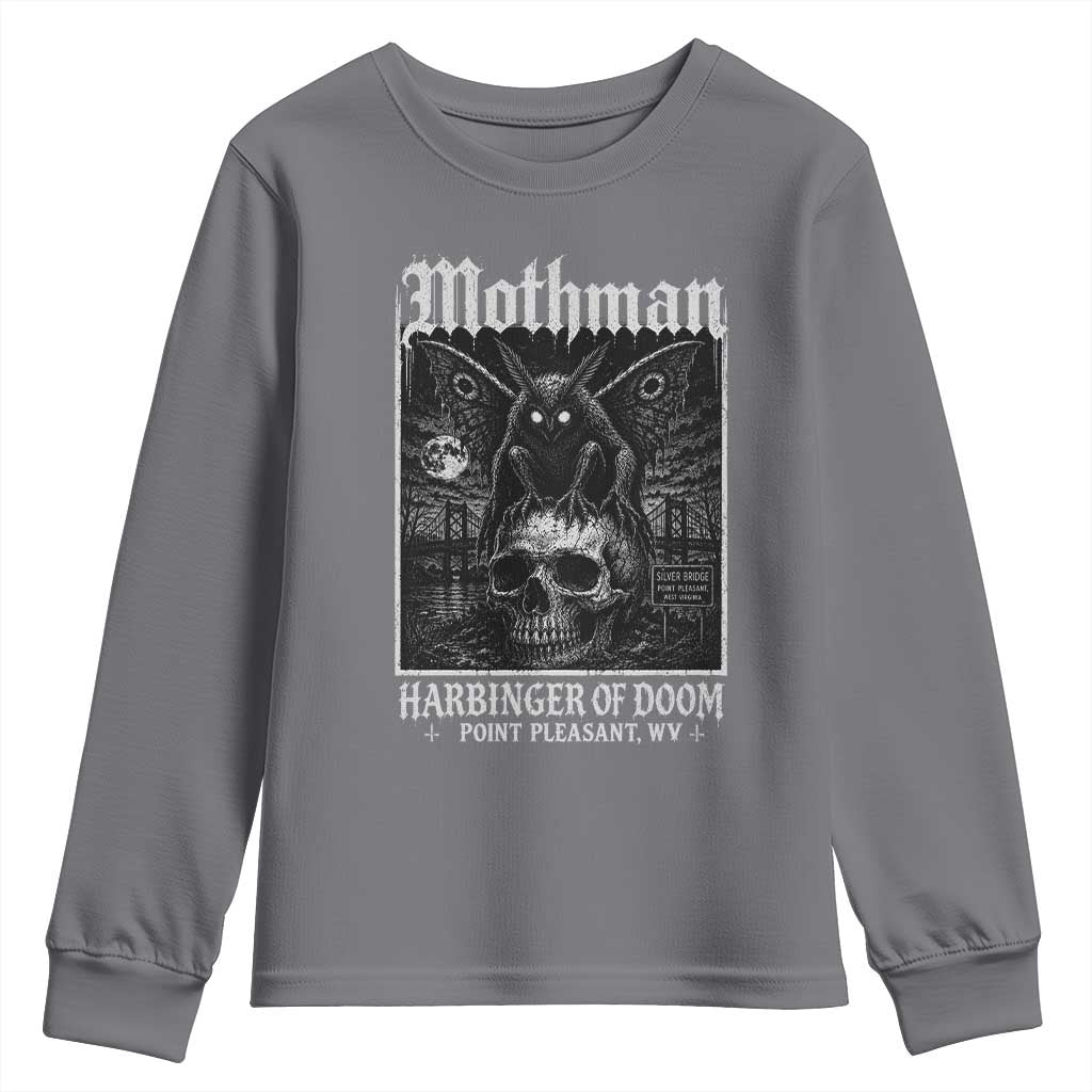 Mothman Harbinger of Doom Point Pleasant WV Youth Sweatshirt Gothic Horror Cryptid Creature TS11 Charcoal Print Your Wear