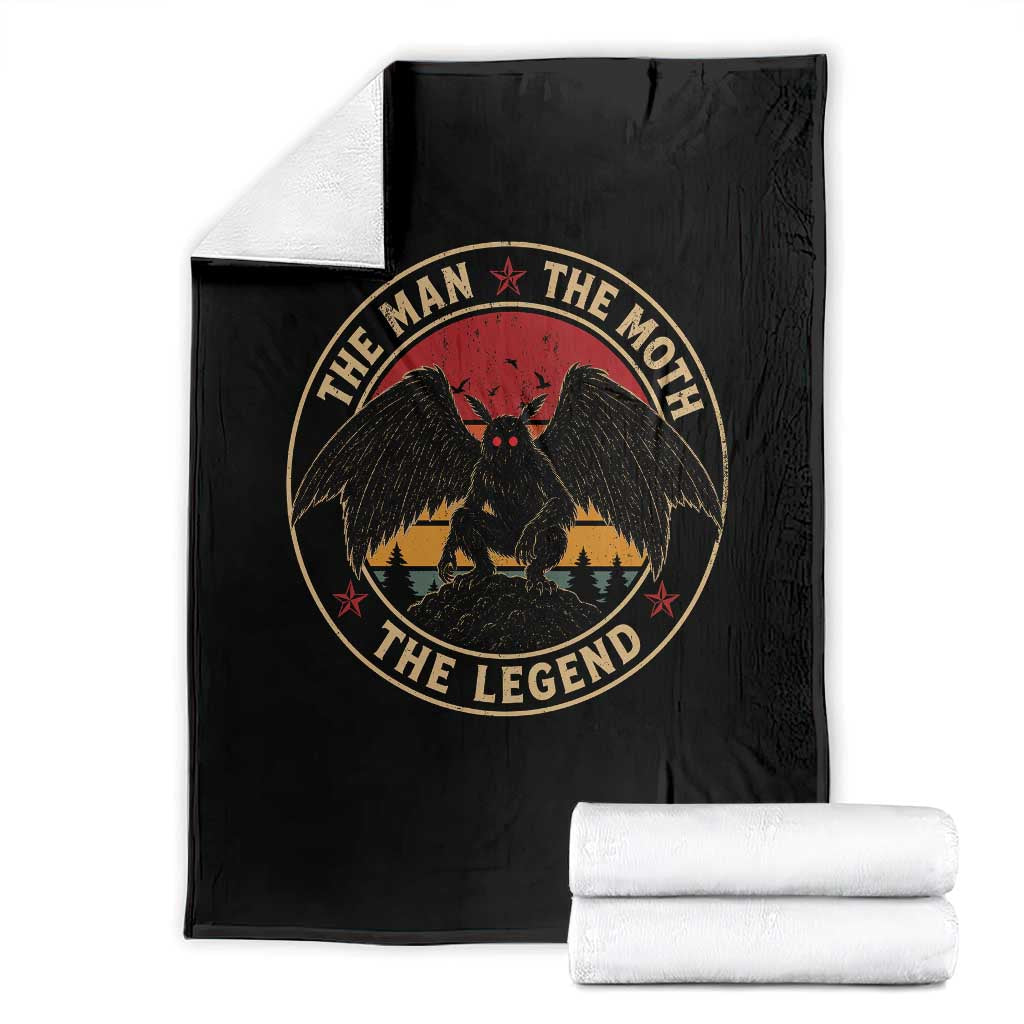 Funny Mothman The Man The Moth The Legend Throw Blanket Retro Folklore Creepy Cryptid TS11 Black Print Your Wear