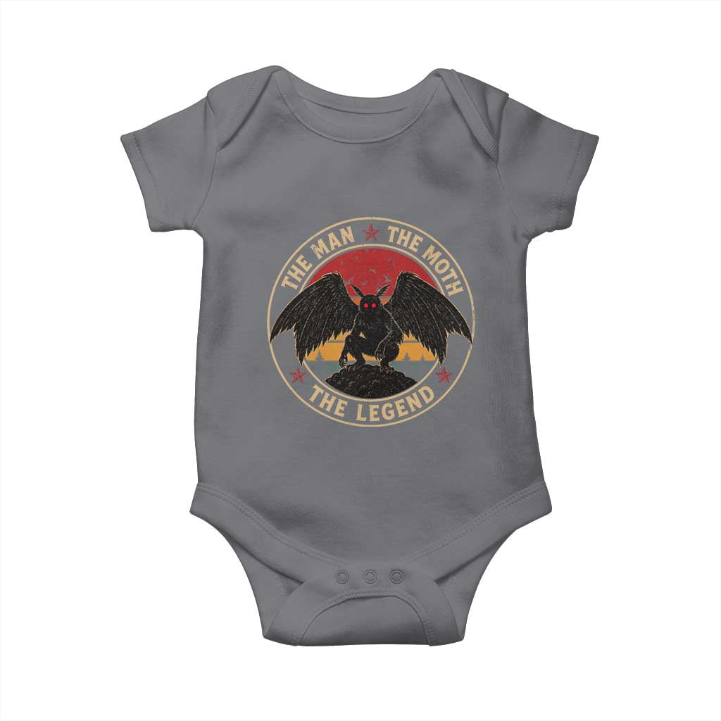 Funny Mothman The Man The Moth The Legend Baby Onesie Retro Folklore Creepy Cryptid TS11 Charcoal Print Your Wear