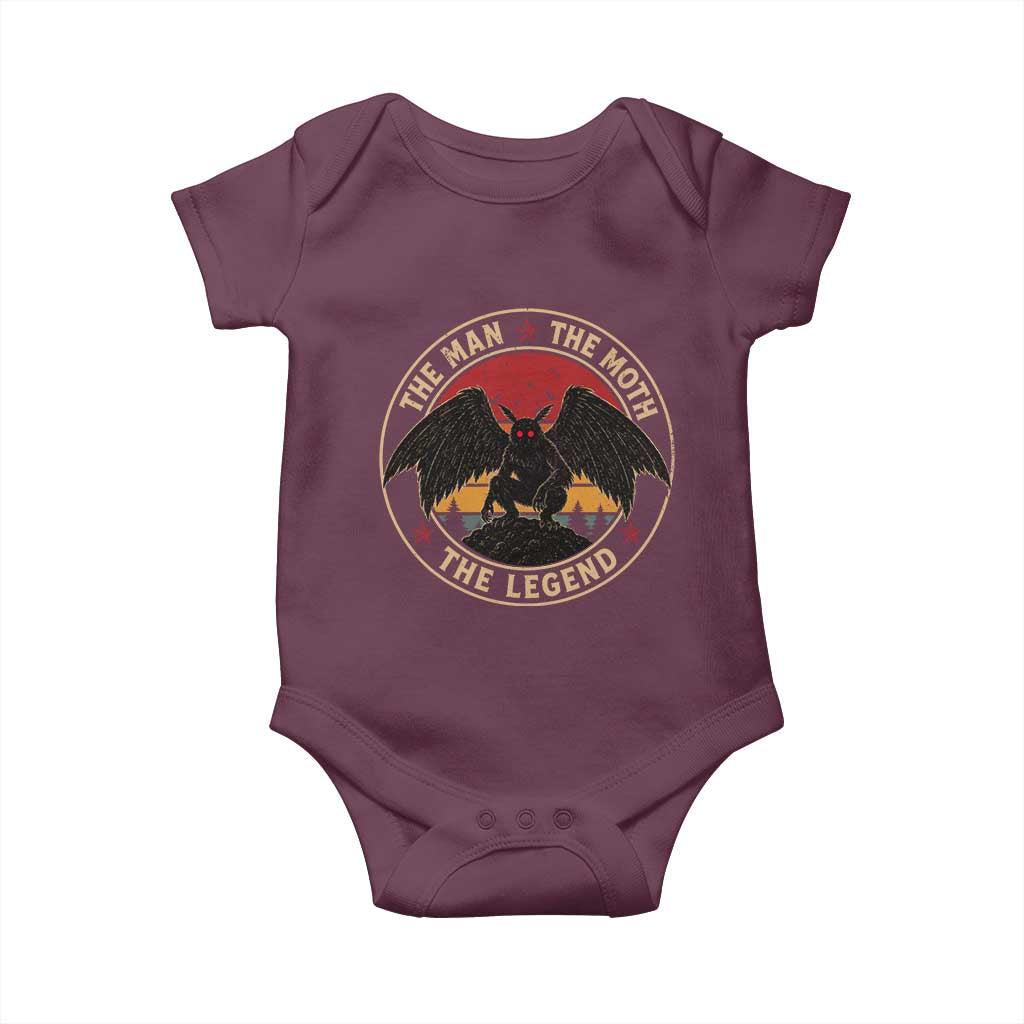 Funny Mothman The Man The Moth The Legend Baby Onesie Retro Folklore Creepy Cryptid TS11 Maroon Print Your Wear