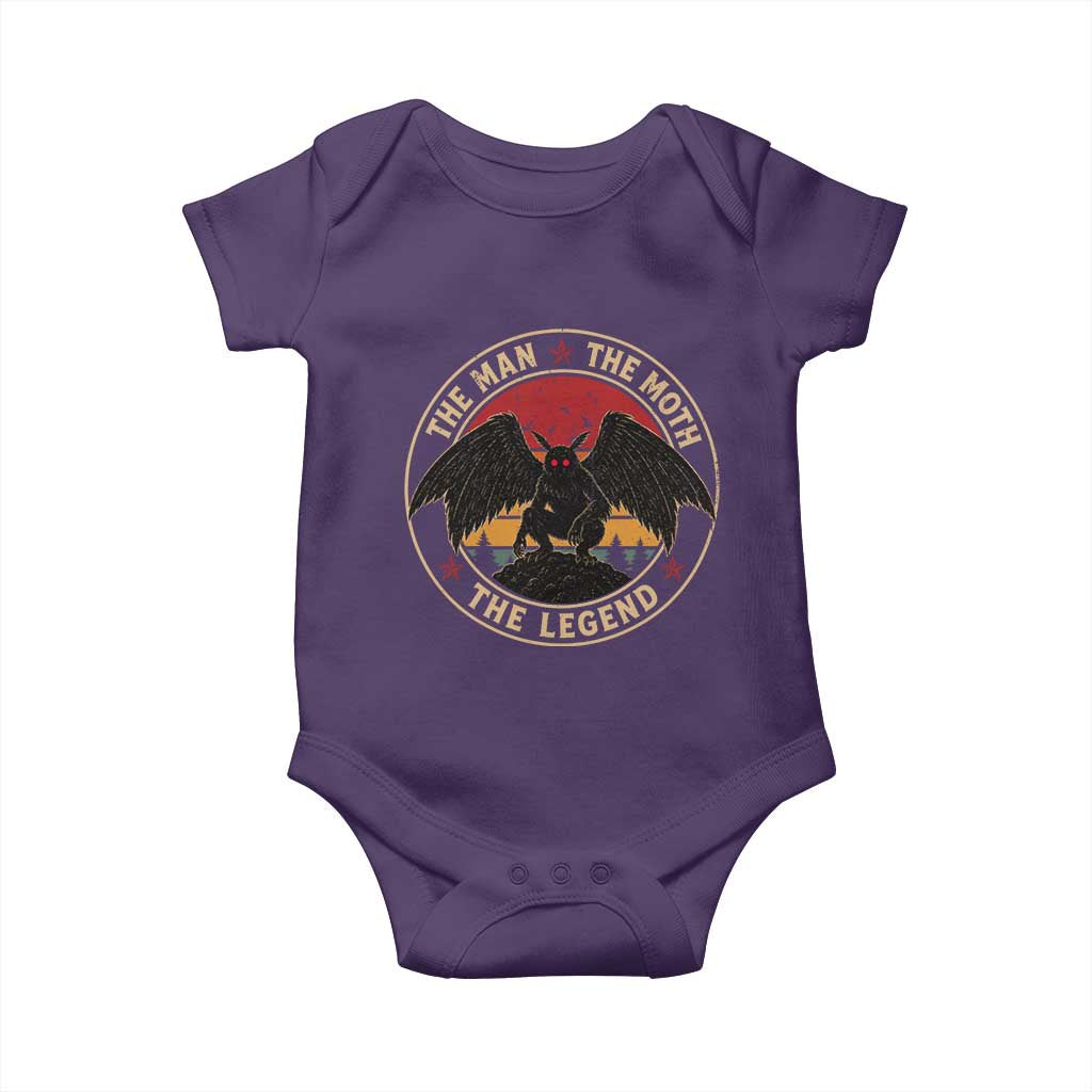 Funny Mothman The Man The Moth The Legend Baby Onesie Retro Folklore Creepy Cryptid TS11 Purple Print Your Wear