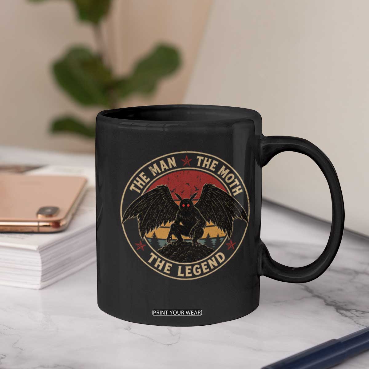 Funny Mothman The Man The Moth The Legend Coffee Mug Retro Folklore Creepy Cryptid