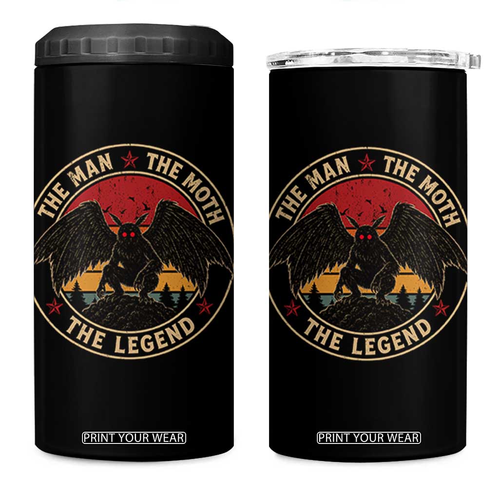 Funny Mothman The Man The Moth The Legend 4 in 1 Can Cooler Tumbler Retro Folklore Creepy Cryptid
