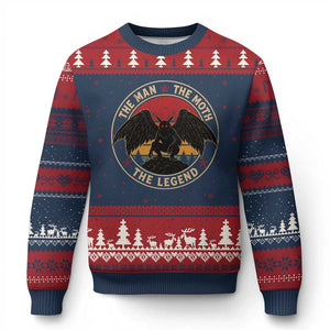 Funny Mothman The Man The Moth The Legend Ugly Christmas Sweater Retro Folklore Creepy Cryptid TS11 Navy Red Print Your Wear