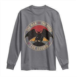Funny Mothman The Man The Moth The Legend Long Sleeve Shirt Retro Folklore Creepy Cryptid TS11 Charcoal Print Your Wear