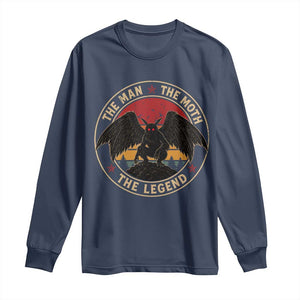 Funny Mothman The Man The Moth The Legend Long Sleeve Shirt Retro Folklore Creepy Cryptid TS11 Navy Print Your Wear