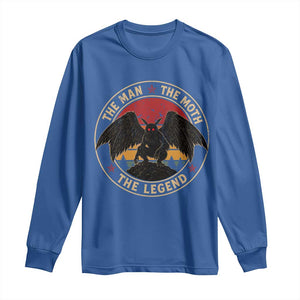 Funny Mothman The Man The Moth The Legend Long Sleeve Shirt Retro Folklore Creepy Cryptid TS11 Royal Blue Print Your Wear