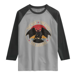Funny Mothman The Man The Moth The Legend Raglan Shirt Retro Folklore Creepy Cryptid TS11 Sport Gray Black Print Your Wear