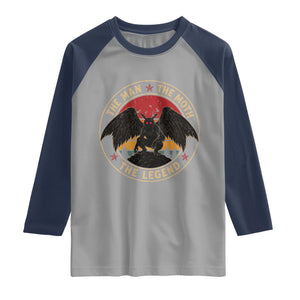 Funny Mothman The Man The Moth The Legend Raglan Shirt Retro Folklore Creepy Cryptid TS11 Sport Gray Navy Print Your Wear