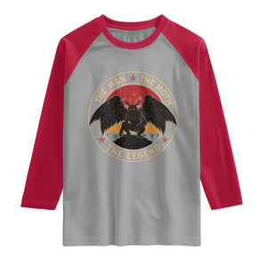 Funny Mothman The Man The Moth The Legend Raglan Shirt Retro Folklore Creepy Cryptid TS11 Sport Gray Red Print Your Wear