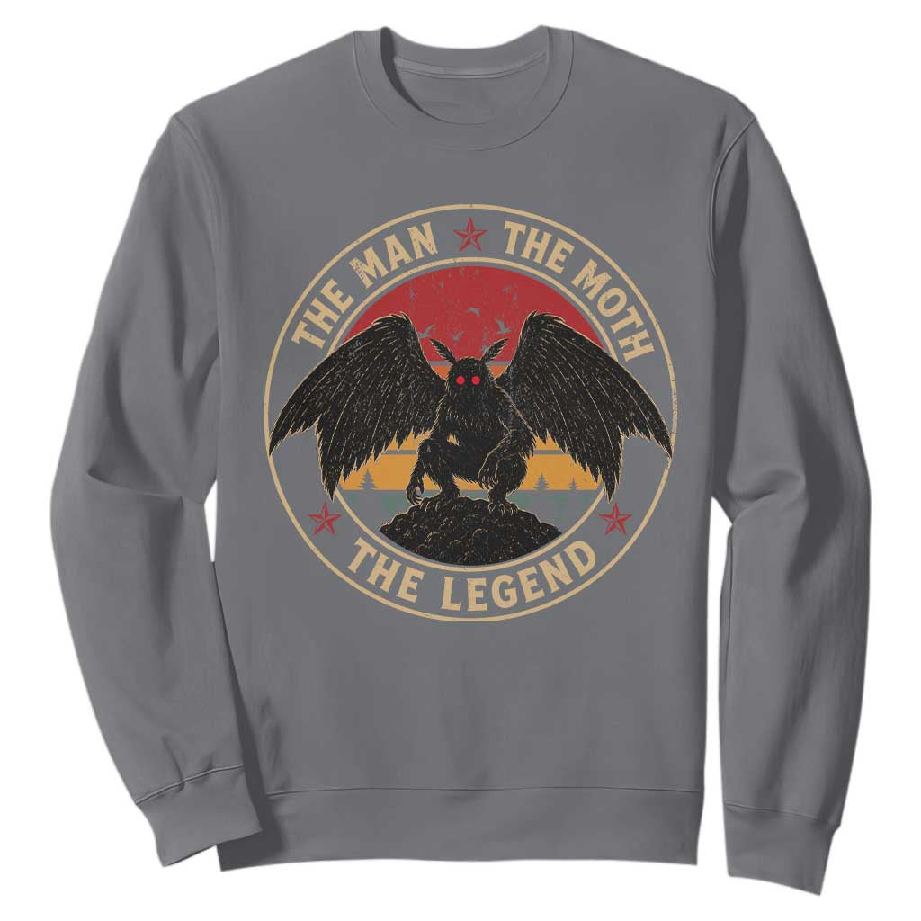 Funny Mothman The Man The Moth The Legend Sweatshirt Retro Folklore Creepy Cryptid TS11 Charcoal Print Your Wear