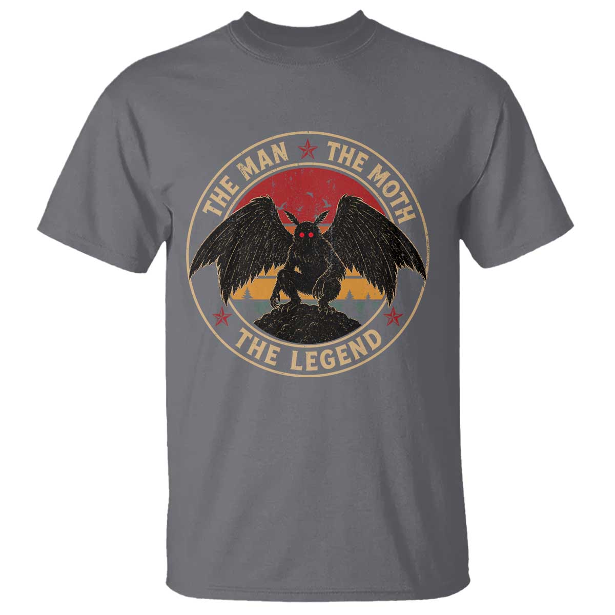 Funny Mothman The Man The Moth The Legend T Shirt Retro Folklore Creepy Cryptid TS11 Charcoal Print Your Wear
