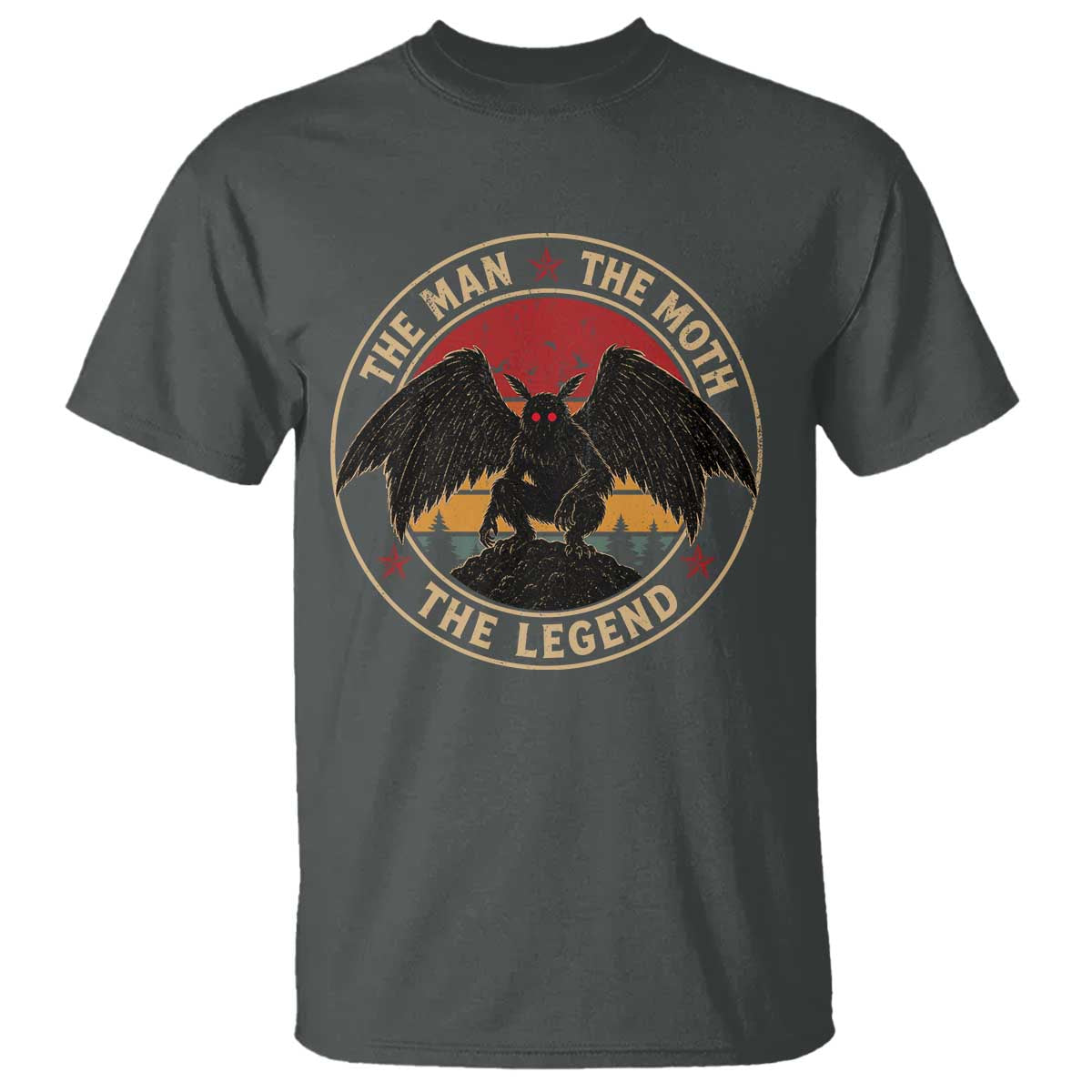 Funny Mothman The Man The Moth The Legend T Shirt Retro Folklore Creepy Cryptid TS11 Dark Heather Print Your Wear