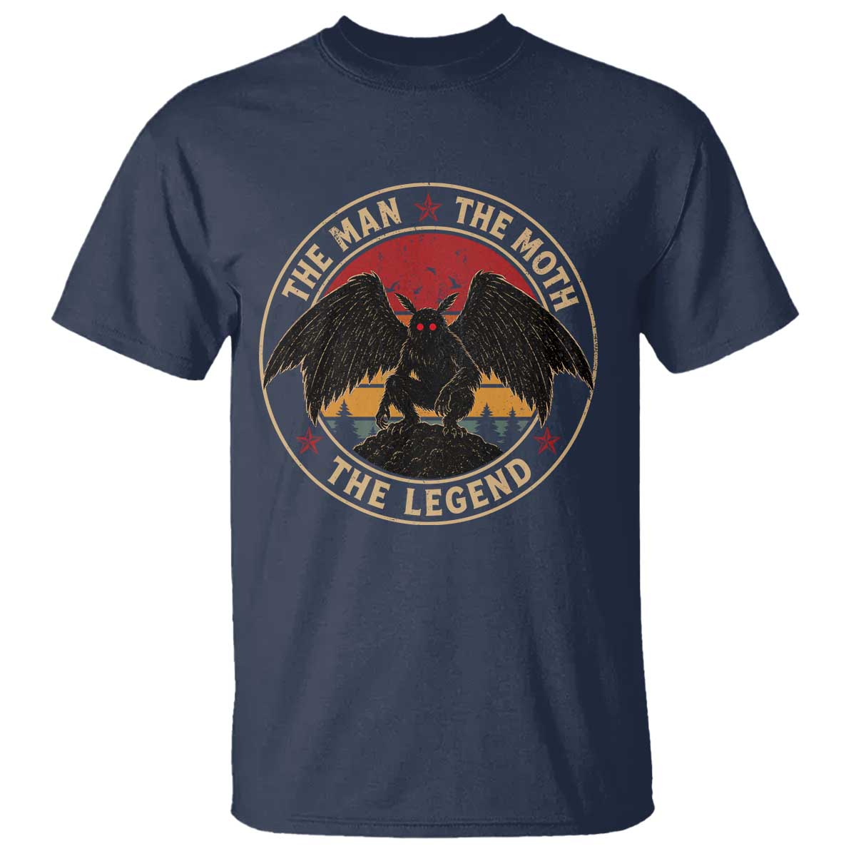 Funny Mothman The Man The Moth The Legend T Shirt Retro Folklore Creepy Cryptid TS11 Navy Print Your Wear