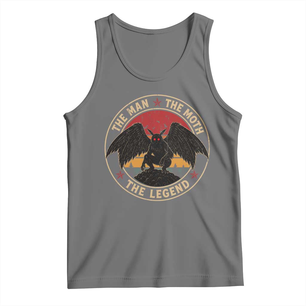 Funny Mothman The Man The Moth The Legend Tank Top Retro Folklore Creepy Cryptid TS11 Black Heather Print Your Wear