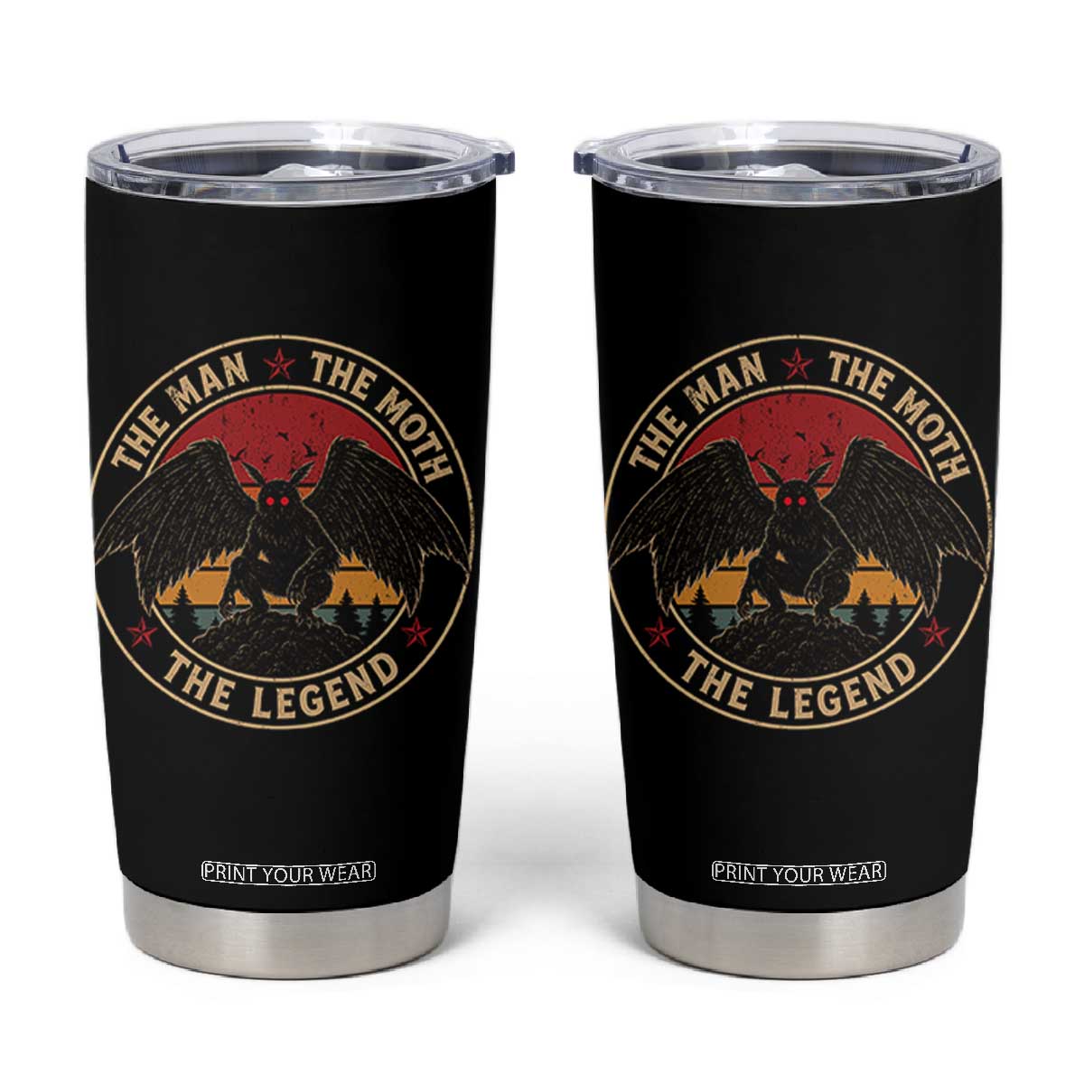 Funny Mothman The Man The Moth The Legend Tumbler Cup Retro Folklore Creepy Cryptid TS11 Black Print Your Wear