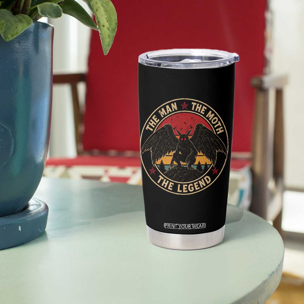 Funny Mothman The Man The Moth The Legend Tumbler Cup Retro Folklore Creepy Cryptid