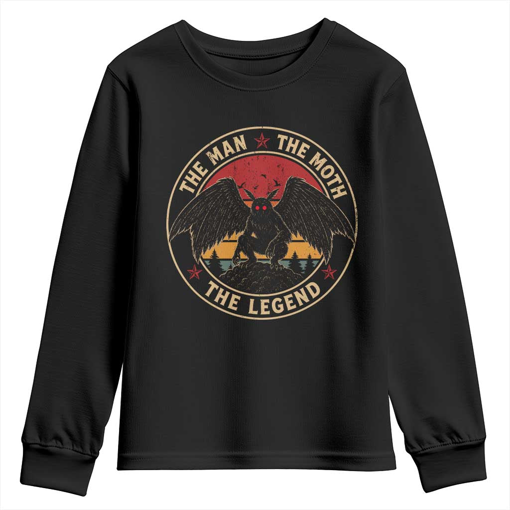 Funny Mothman The Man The Moth The Legend Youth Sweatshirt Retro Folklore Creepy Cryptid TS11 Black Print Your Wear