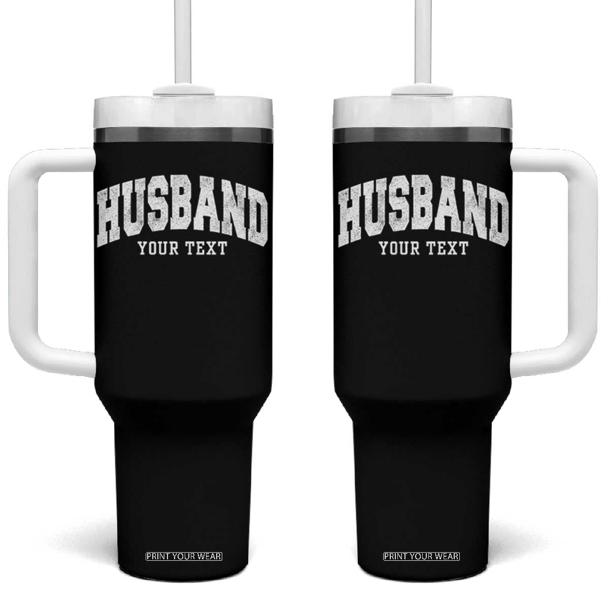Personalized Husband Tumbler With Handle Custom Text Name Hubby Marriage Anniversary Couple Gift