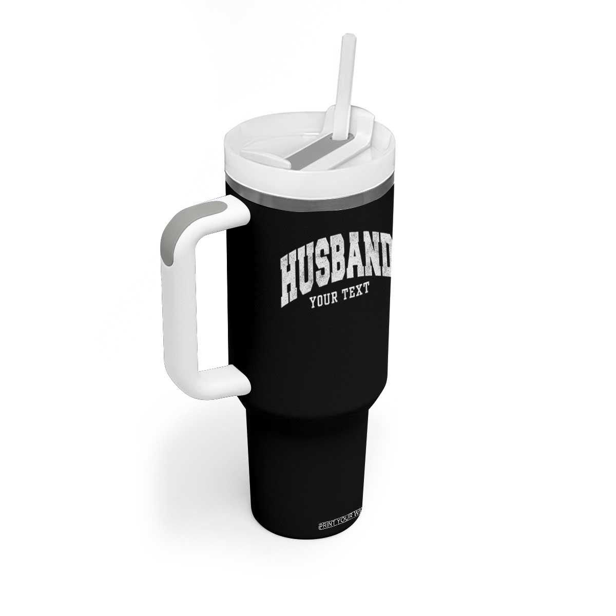 Personalized Husband Tumbler With Handle Custom Text Name Hubby Marriage Anniversary Couple Gift