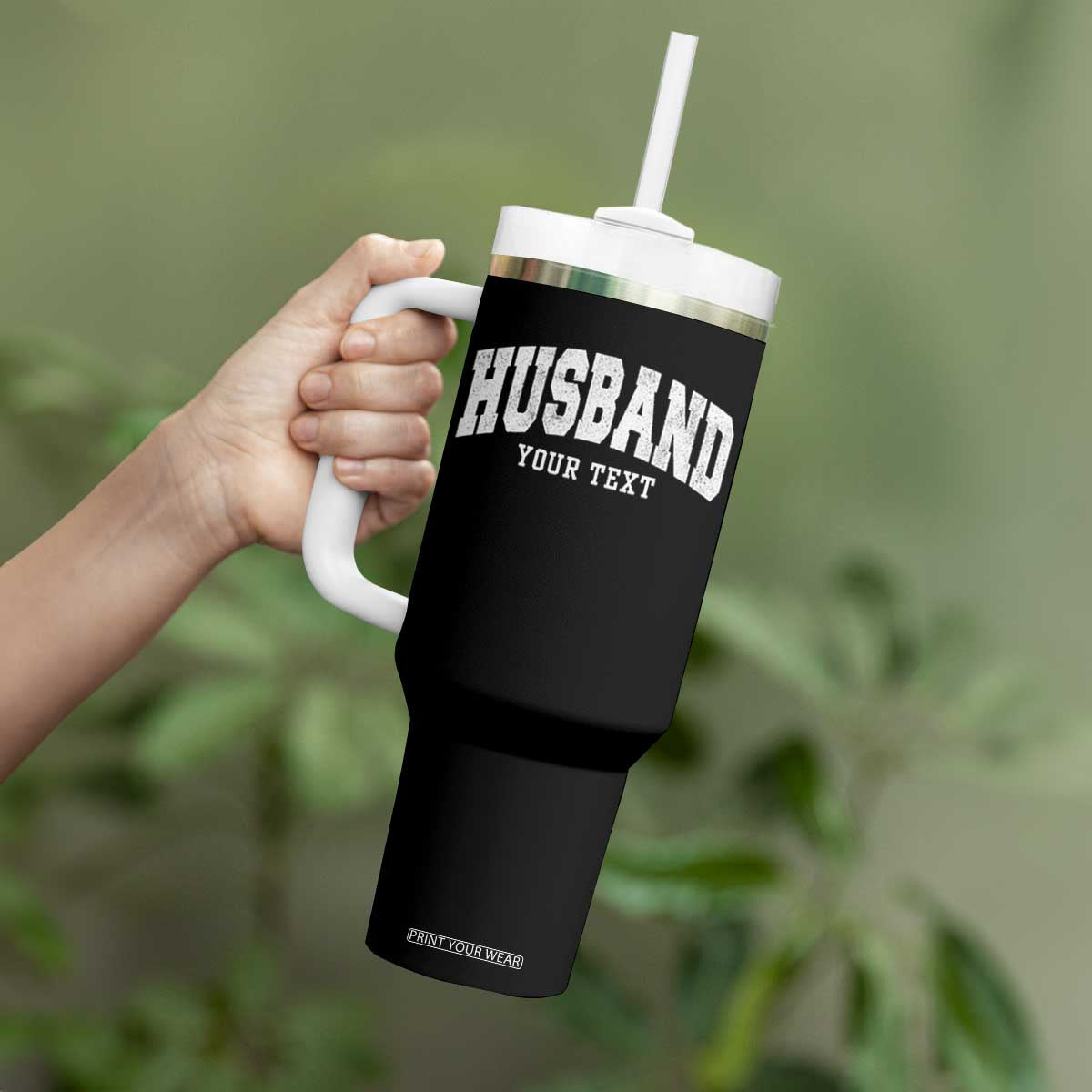 Personalized Husband Tumbler With Handle Custom Text Name Hubby Marriage Anniversary Couple Gift
