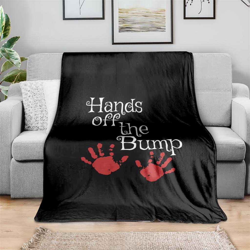 Pregnancy Announcement Throw Blanket Hands Off The Bump Halloween Pregnant Red Baby Handprint TS11 Print Your Wear